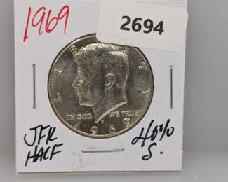 1969 40% Silver JFK Half $1 Dollar