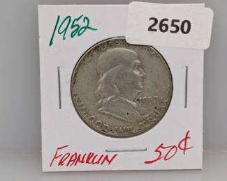 1952 90% Silver Franklin Half $1 Dollar