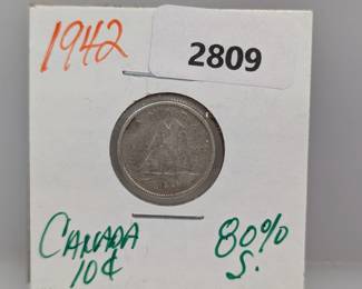 1942 80% Silv Canada Dime