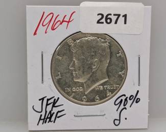 1964 90% Silver JFK Half $1 Dollar