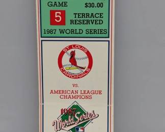 1987 World Series Game 5 StL Cardinals Ticket Stub