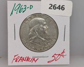 1963-D 90% Silver Franklin Half $1 Dollar