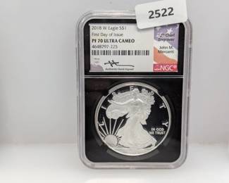 NGC 2018-W PF70 Ultra Cam 1oz .999 Silv Eagle $1