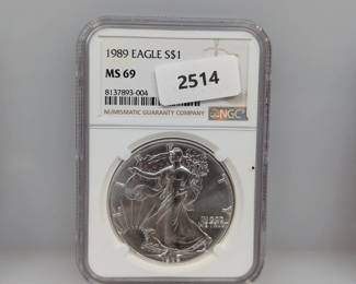 NGC 1988 MS69 1oz .999 Silv Eagle $1