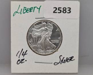 1/4oz .999 Silver Liberty Round