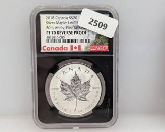 NGC 2018 PF70 Rev PF 1oz .999 Silv Maple Leaf