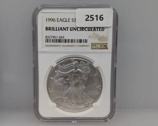 NGC 1996 BU 1oz .999 Silver Eagle $1