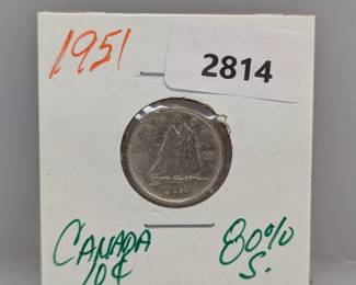 1951 80% Silv Canada Dime