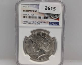 NGC 1923 BU 90% Silver Peace $1 Dollar