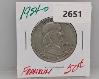1954-D 90% Silver Franklin Half $1 Dollar