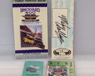 Indianoplis Racing Ticket Stubs W Auto