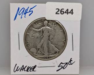 1945 90% Silver Walker Half $1 Dollar