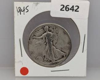1945 90% Silver Walker Half $1 Dollar