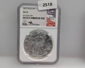 NGC 2002 MS70 1oz .999 Silver Eagle $1