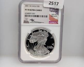 NGC 2001-W PF70 Ultra Cam 1oz .999 Silv Eagle $1