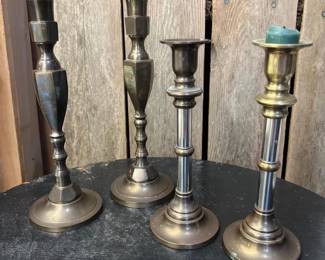 67 TwoPairVintageBrassCandlestickHolders