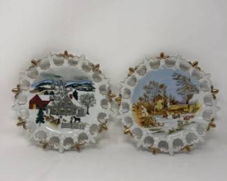 11 NorcrestYuletideSeriesGlazedCeramicVintagePlates
