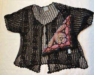 106 RabbitHandKnittedRayonOverJacketLauraAshleyLaceEdgeScarf