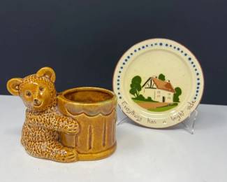 19 VintageBearToothpickHolderTeaBagPlate