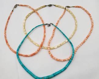 107 CollectionofArtisanNecklacesMOPTurquoiseCoral
