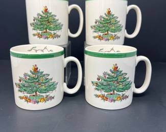 25 SpodeGreenTrimChristmasTreeMugsEngland