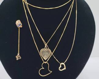 49 Trioof14KGoldChainNecklacesVintageLapelPin