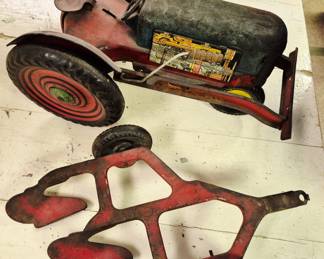 Marx toy tractor w/ plow