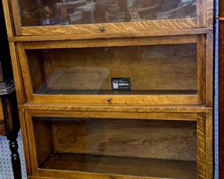 Antique 3 stack Skandia Furniture Co.. "The Viking " barrister bookcase w/ bottom section drawer