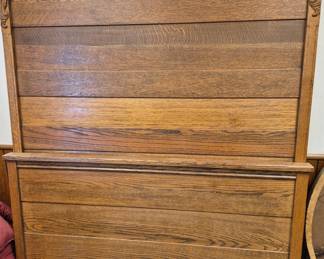 Antique full size oak headboard and footboard