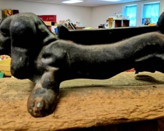 Cast iron collectibles. Dachshund iron boot scrapper