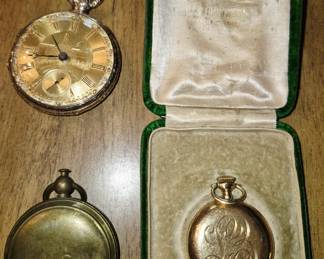 Vintage U. S. compass and pocket watches. Vintage ladies 14 karate pocket watch w/ original case
