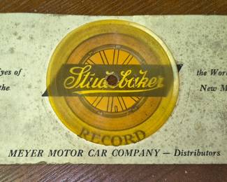 Vintage promotional advertising record "Studabaker Meyer Motor Car Company "