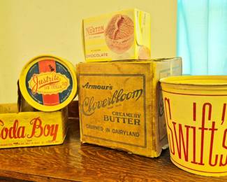 Justrite, Armour's, Swift's and Norton Ice Cream containers