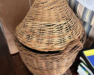 Antique Bottle in Basket very large
