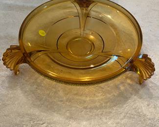 Amber Console Bowl Art Deco