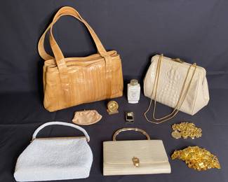 Eel, skin handbag, vintage, glam, alligator bag, lots of great vintage purses