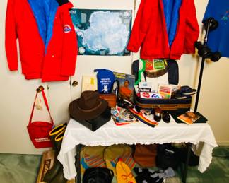 Polar exploration coats, vintage travel items