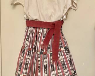 New with tags vintage Mexican, three-piece cotton skirt top belt