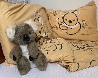 Cute vintage koala, bear, cotton, full-size sheet set