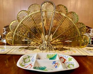 Vintage brass dragon screen