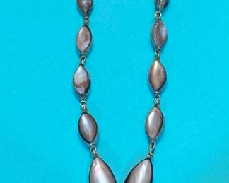 Sterling and mother of Pearl, modern statement necklace