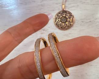 14kt. Gold Hoops with Diamonds