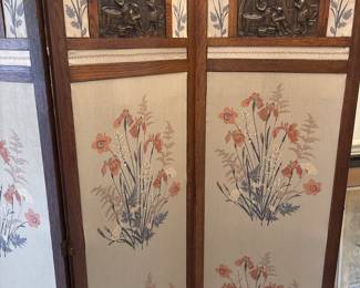 Asian tri fold oak screen $50