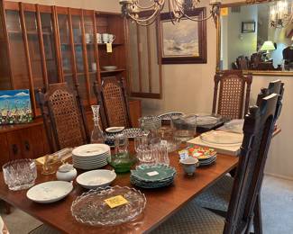 Vintage DR set with 6 chairs $350
Dishes, platters, crystal.