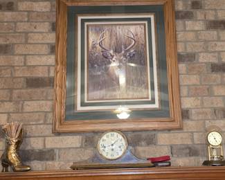 Buck Picture - Mantle Clock - Brass Shoe - Anniversary clock
