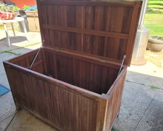 Teak wood deck box