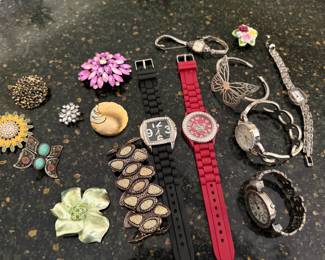 midcentury pins and watches