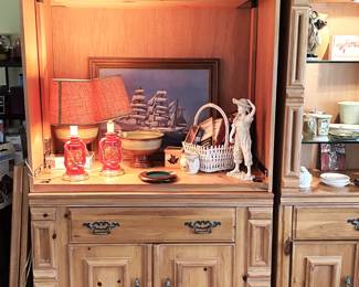 whitewashed pine display cabinets