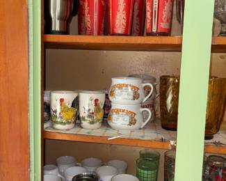Rooster mugs, Soup mugs, Barware
