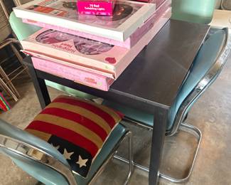 Vintage style chairs, Black small table